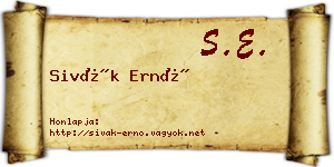 Sivák Ernő névjegykártya